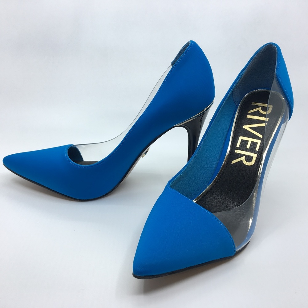 River Island court shoes with clear side in blue